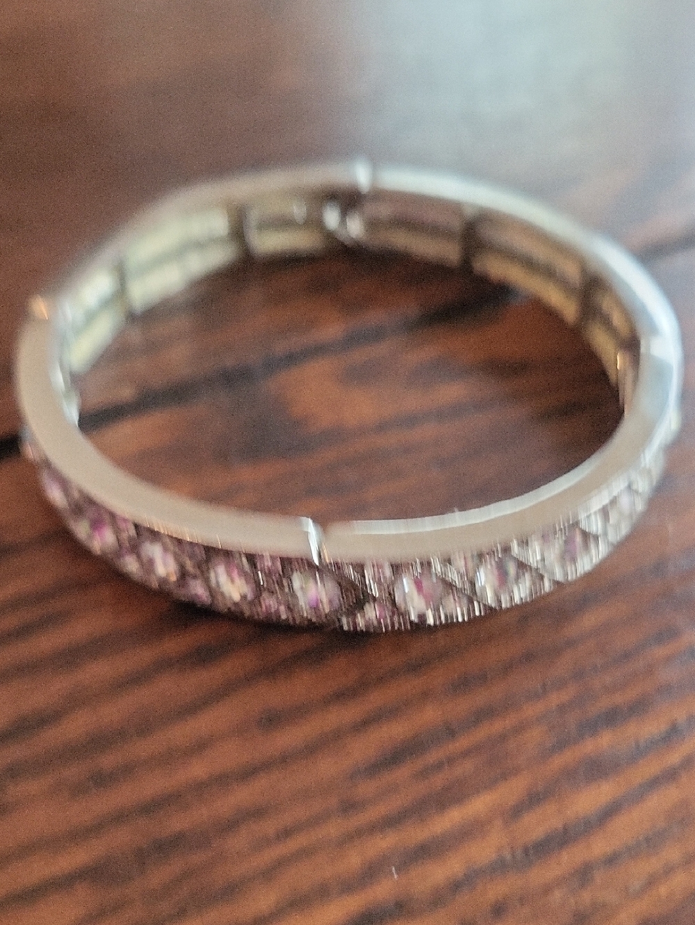 Silver-Tone Crystal StretchBangle Bracelet
